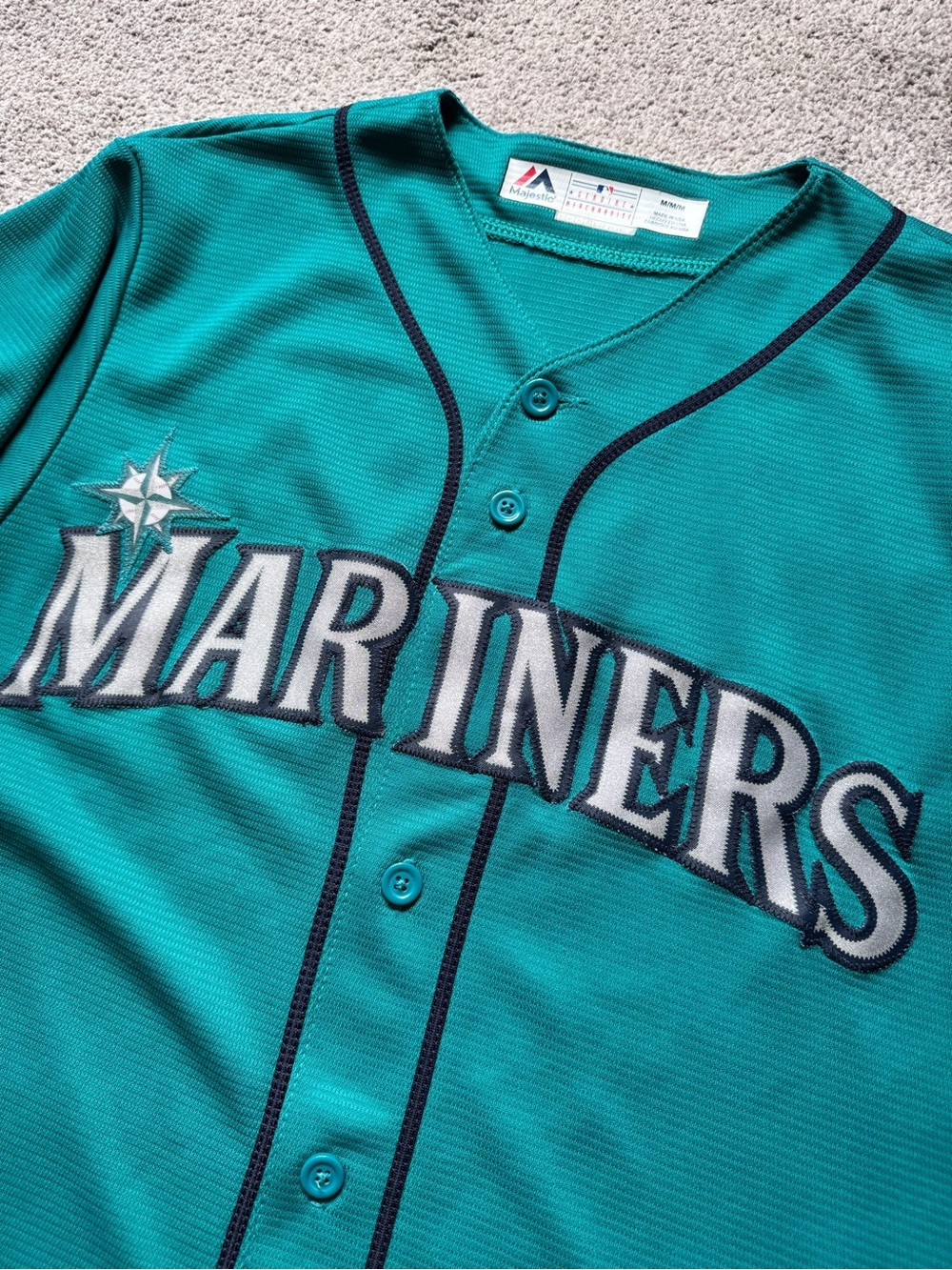 Mens Majestic Seattle Mariners Baseball Jersey Teal Blank Size Medium